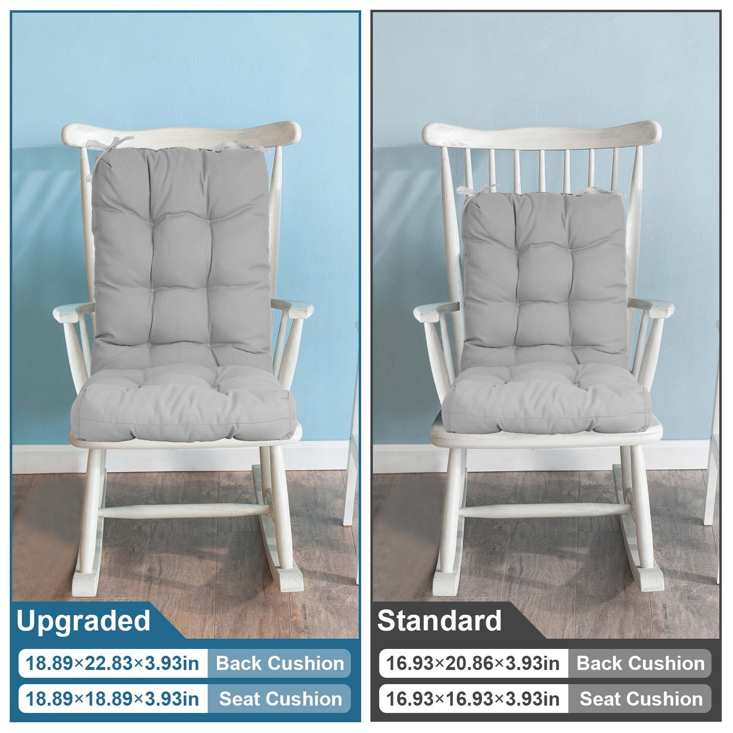 2Pcs Waterproof Rocking Chair Cushion Upper And Lower Back And Seat Sets With Non-Slip Ties Oxford Cloth Surface Polyester Filling Comfortable For Indoor Home Office Car - Image 8