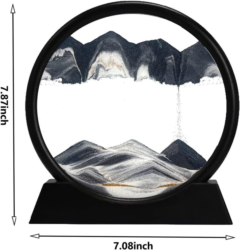 3D Dynamic Sand Art Liquid Motion, Moving Sand Art Picture Round Glass 3D Deep Sea Sandscape In Motion Display Flowing Sand Painting Relaxing Desk Toys - Image 2