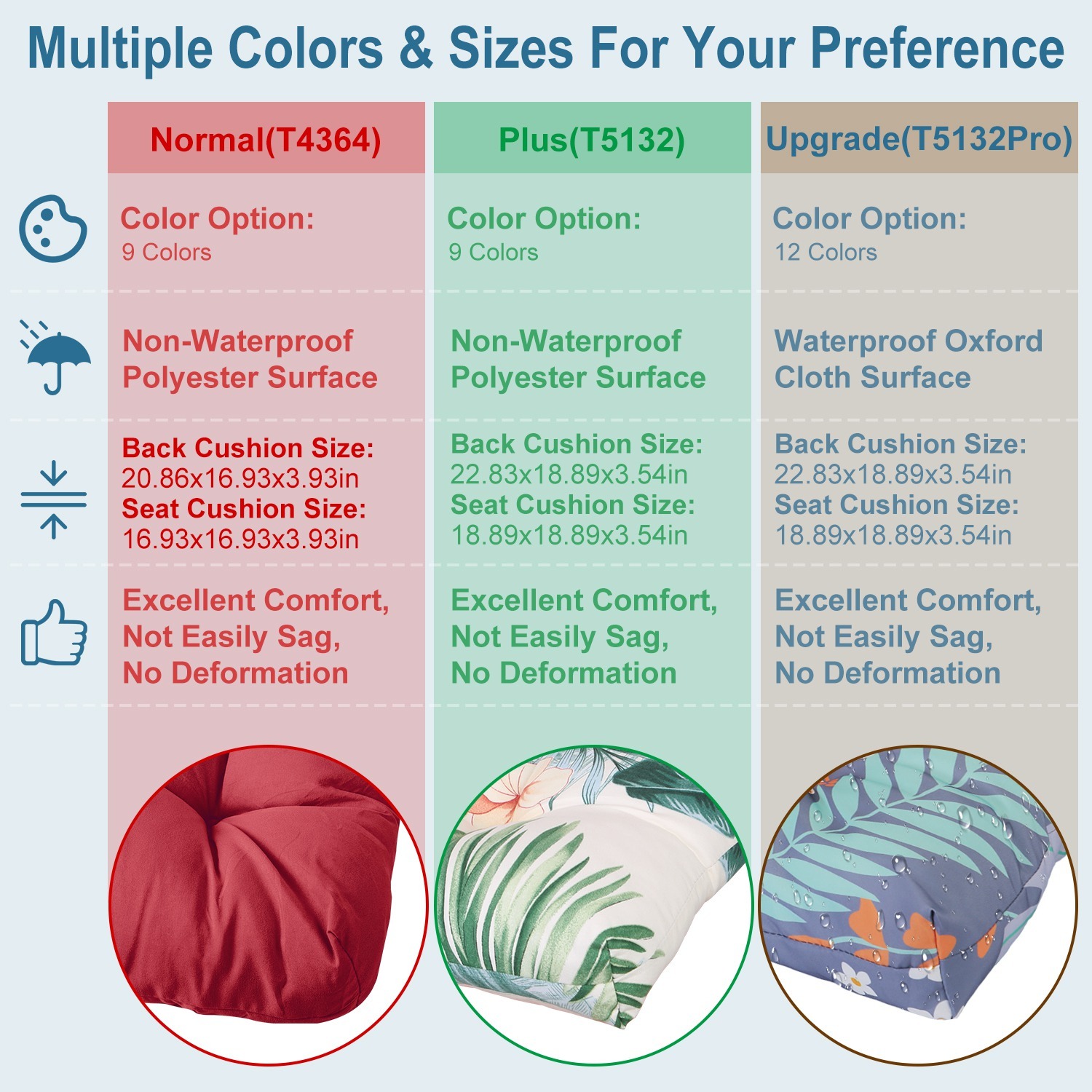 2Pcs Waterproof Rocking Chair Cushion Upper And Lower Back And Seat Sets With Non-Slip Ties Oxford Cloth Surface Polyester Filling Comfortable For Indoor Home Office Car - Image 9