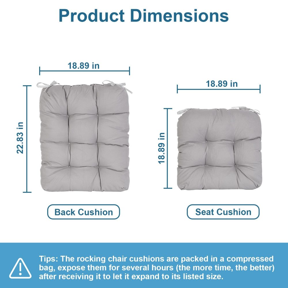 2Pcs Waterproof Rocking Chair Cushion Upper And Lower Back And Seat Sets With Non-Slip Ties Oxford Cloth Surface Polyester Filling Comfortable For Indoor Home Office Car - Image 6