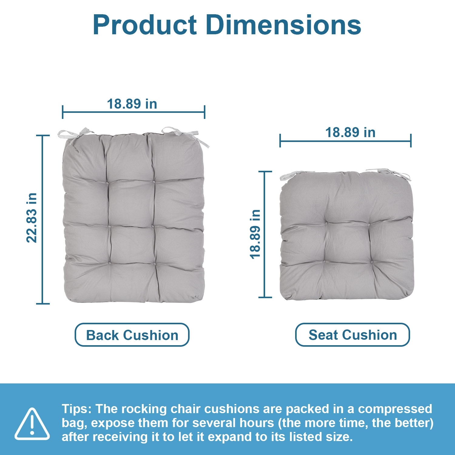 2Pcs Waterproof Rocking Chair Cushion Upper And Lower Back And Seat Sets With Non-Slip Ties Oxford Cloth Surface Polyester Filling Comfortable For Indoor Home Office Car - Image 6