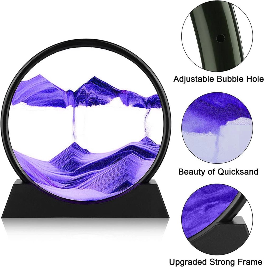 3D Dynamic Sand Art Liquid Motion, Moving Sand Art Picture Round Glass 3D Deep Sea Sandscape In Motion Display Flowing Sand Painting Relaxing Desk Toys - Image 5