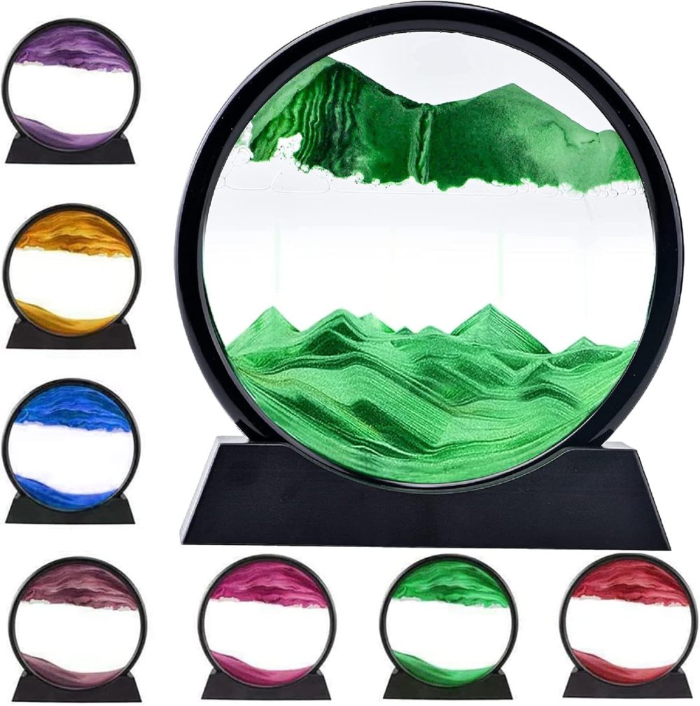 3D Dynamic Sand Art Liquid Motion, Moving Sand Art Picture Round Glass 3D Deep Sea Sandscape In Motion Display Flowing Sand Painting Relaxing Desk Toys - Image 8