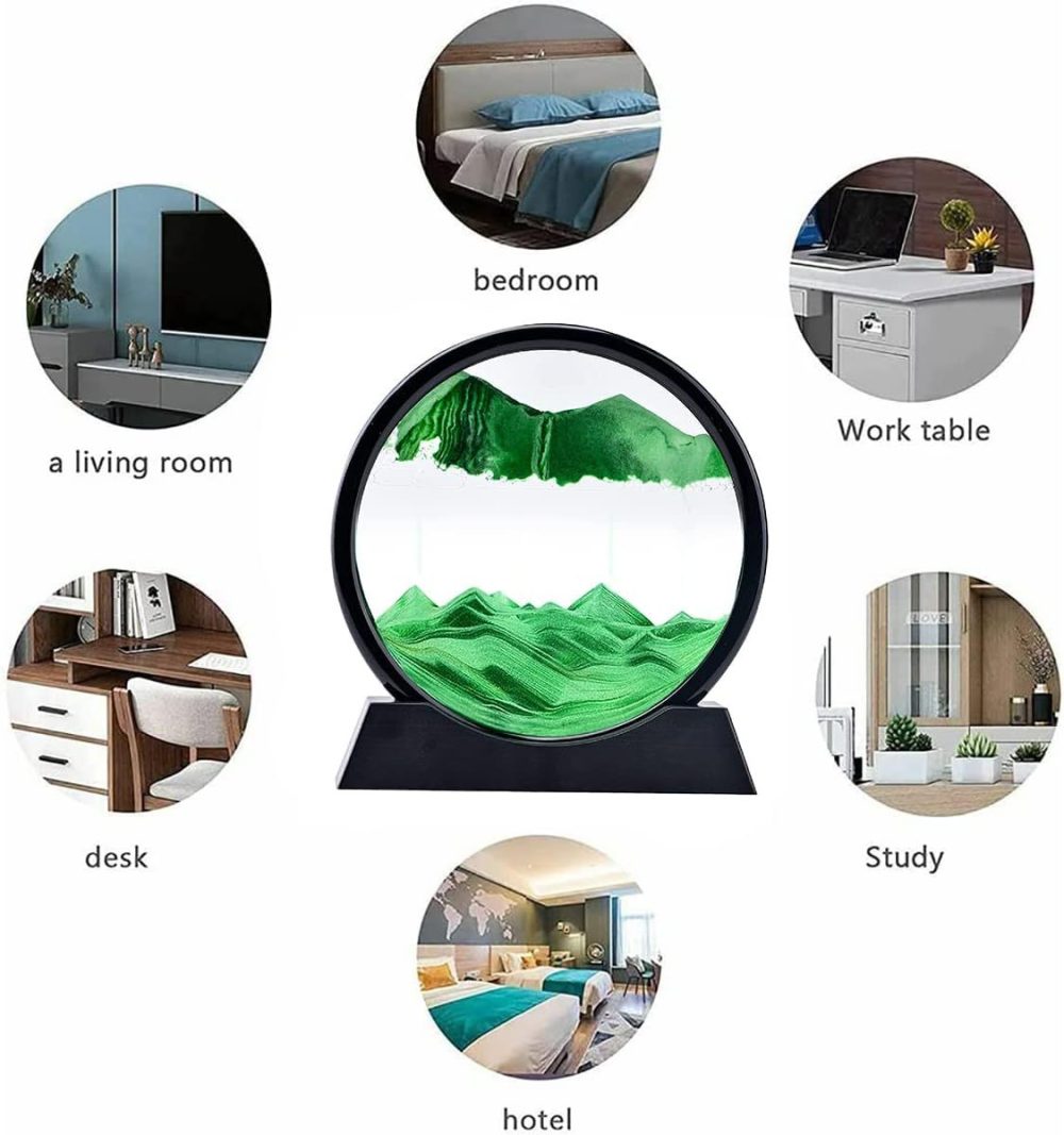 3D Dynamic Sand Art Liquid Motion, Moving Sand Art Picture Round Glass 3D Deep Sea Sandscape In Motion Display Flowing Sand Painting Relaxing Desk Toys - Image 10