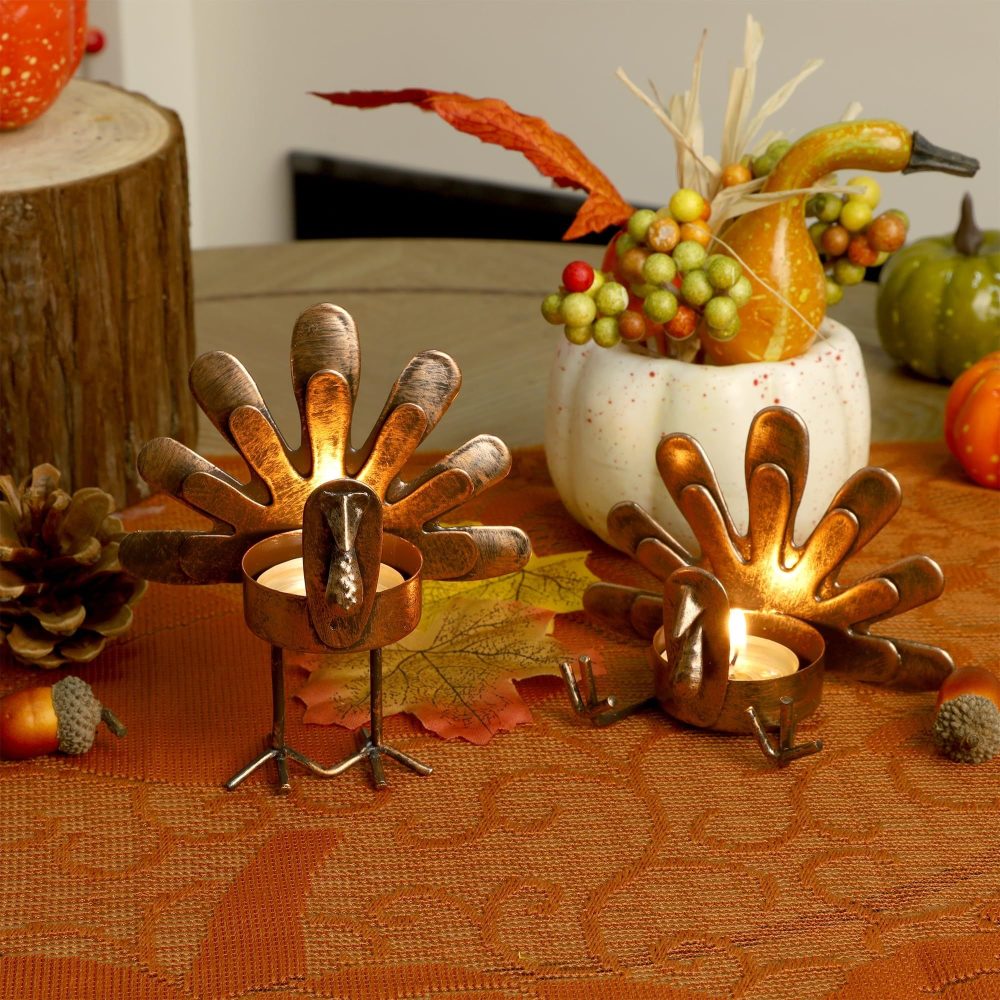 6pcs Christmas Thanksgiving Turkey Candle Holders, Tea Light Candle Holders Holiday Candle Holders Autumn Thanksgiving Decorations for Home, Table, Fireplace, Window - Image 10