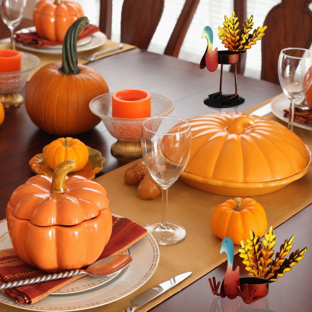 6pcs Christmas Thanksgiving Turkey Candle Holders, Tea Light Candle Holders Holiday Candle Holders Autumn Thanksgiving Decorations for Home, Table, Fireplace, Window - Image 19