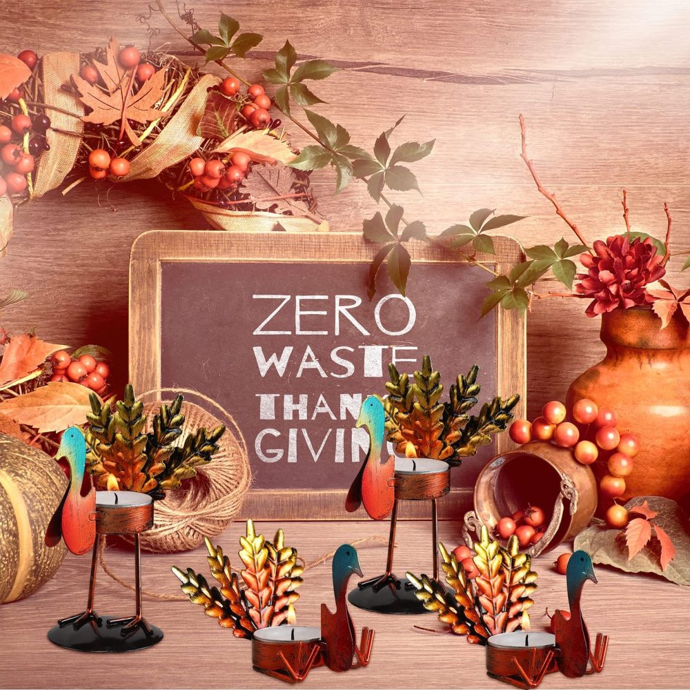 6pcs Christmas Thanksgiving Turkey Candle Holders, Tea Light Candle Holders Holiday Candle Holders Autumn Thanksgiving Decorations for Home, Table, Fireplace, Window - Image 12