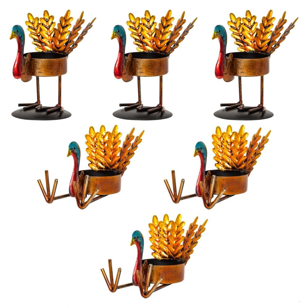 6pcs Christmas Thanksgiving Turkey Candle Holders, Tea Light Candle Holders Holiday Candle Holders Autumn Thanksgiving Decorations for Home, Table, Fireplace, Window - Image 11
