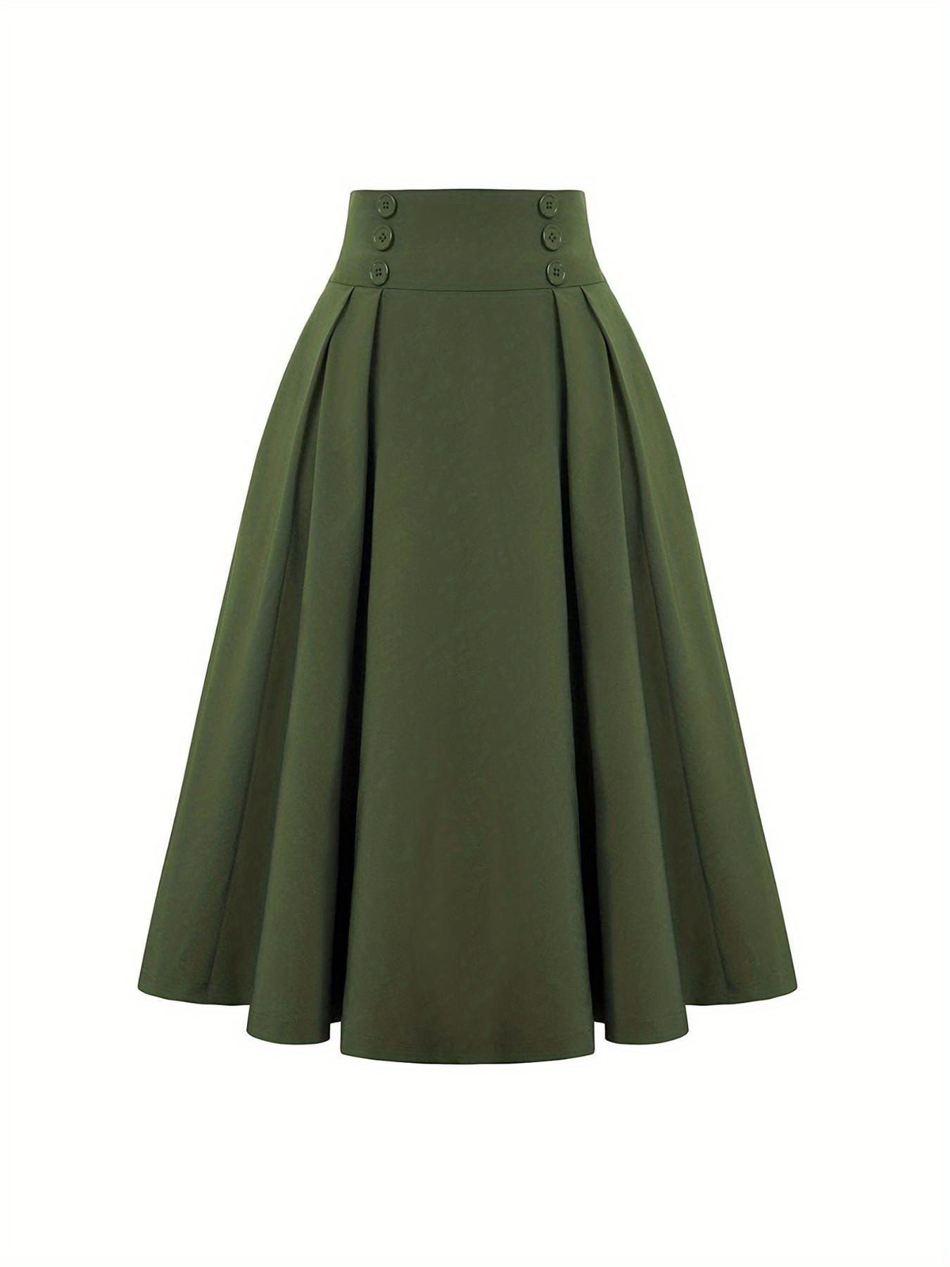 Women'S Elegant High-Waisted Flared skirt - Non-See-Through Formal & Casual skirt with Waistband, Flattering Fit for Everyday, Office, Parties - Spring/Fall/Summer Outfits in Rich Red - Easy-Care Women'S Clothing, Seasonal Wardrobe Staple, Sophisticated Pleating, Durable Construction, Stylish Waistband, Working Professionals - Image 2