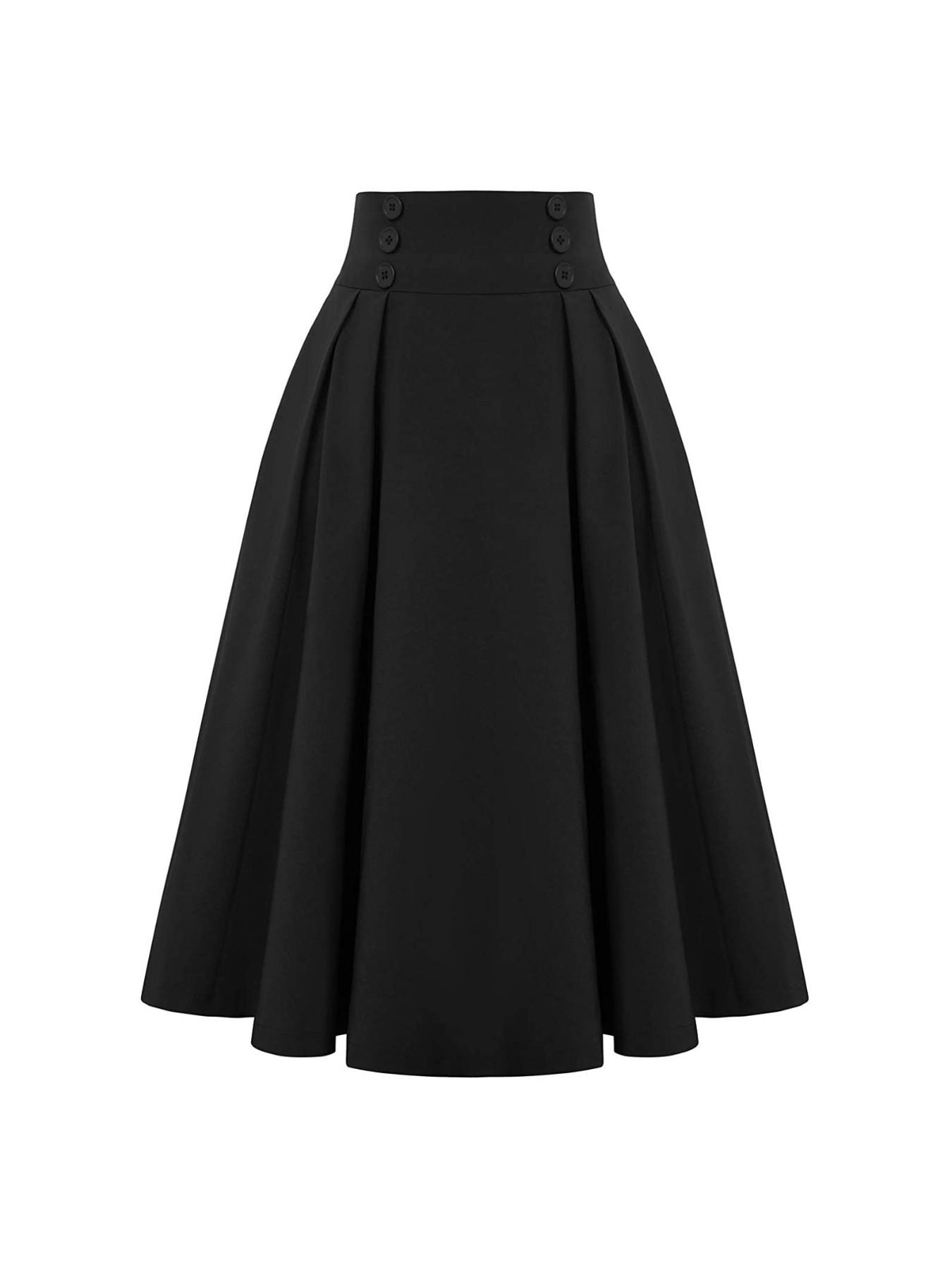 Women'S Elegant High-Waisted Flared skirt - Non-See-Through Formal & Casual skirt with Waistband, Flattering Fit for Everyday, Office, Parties - Spring/Fall/Summer Outfits in Rich Red - Easy-Care Women'S Clothing, Seasonal Wardrobe Staple, Sophisticated Pleating, Durable Construction, Stylish Waistband, Working Professionals - Image 3