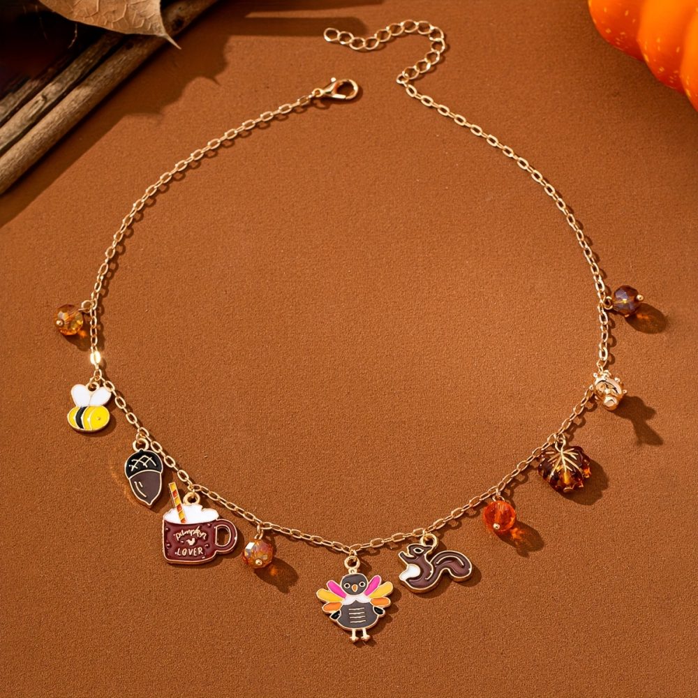 1pc Elegant Enamel Squirrel Pinecone Turkey Charm Necklace - Autumn Thanksgiving Holiday Pendant Jewelry Gift for Women, Zinc Alloy, Festive Fall Season Accessory, Festive Accessory|Elegant Necklace|Zinc Alloy Necklace, Autumn Necklace For Women, Autumn Necklace Women, Autumn Jewellery, Necklace For Women, Jewellery For Women, Necklace Woman, Long Necklace For Women, Lady Necklace, Woman Necklace, Woman Jewelry, Particular Woman Necklace, Pendant For Women, Necklace For, Chain For - Image 6