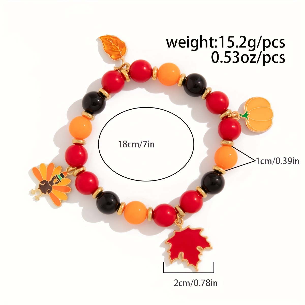 Elegant Vintage-Inspired Maple Leaf & Pumpkin Beaded Bracelet - Perfect Thanksgiving Gift for Her - Image 5