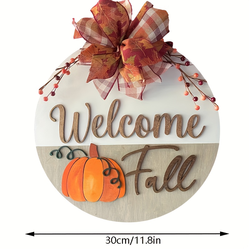 Welcome Fall Door Hanging Decoration - Rustic Wooden Shiplap Pumpkin Sign with Autumn Leaves & Berries, 3D Front Door Wreath for Halloween & Thanksgiving, Easy Door Mount Outdoor/Indoor Fall Decor, Seasonal Home Accent, Fall Decorations for Home, Seasonal Welcome Sign, Shiplap Style Sign, Natural Wood Finish, Durable Wood Construction, Handcrafted Look, Holiday Shoppers, Handcrafted Decor, Home Decorators - Image 5