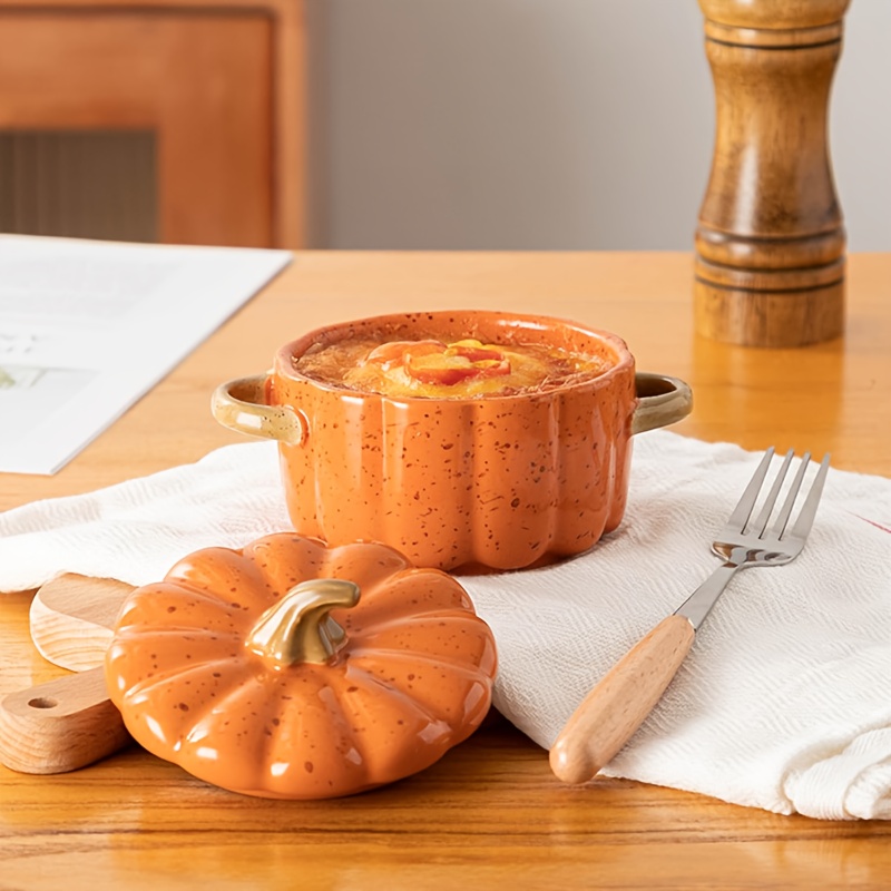 Mini Pumpkin Stew Pot Set - Ceramic Lid Stew Pot with Handle | Oven Safe Pumpkin Bowl, Suitable for Baking/Serving | Thanksgiving and Halloween Gift Grade Baking Pan - A Gift for Friends and Family (Father'S Day/Mother'S Day/Christmas/Valentine'S Day/New Year'S Day/ April Fool'S Day/Wedding Anniversary/Easter), Mini Ceramic Bowls, Mini Ceramic, Salad Bowl, Roti, Porridge, Pot, Western Food Pot, Rether Beauty Products - Image 8