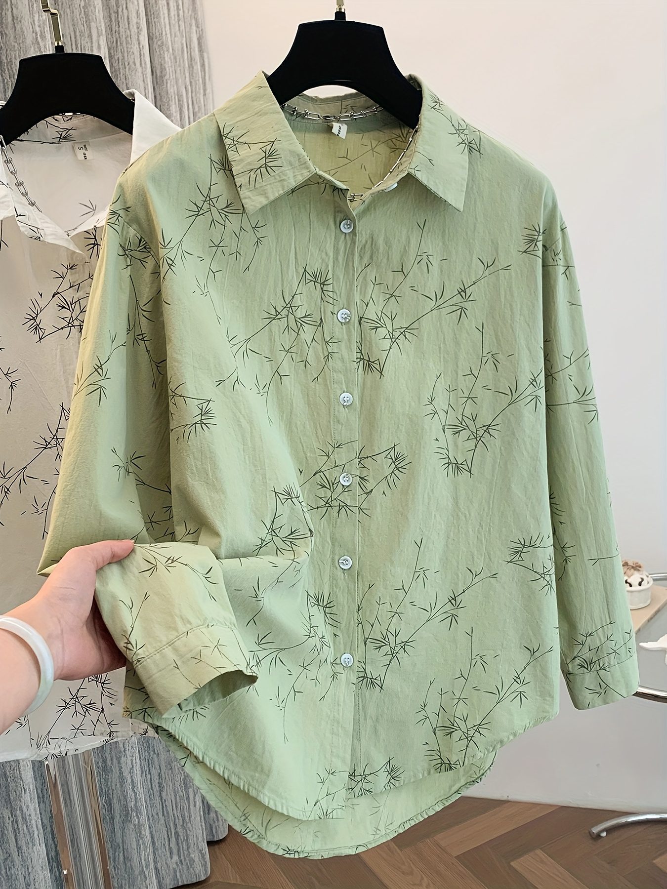 Women'S Summer Long-Sleeve Shirt - Casual And Versatile, Printed With A High-End Aesthetic, Trendy And Loose-Fitting Blouse That Slims And Conceals.
