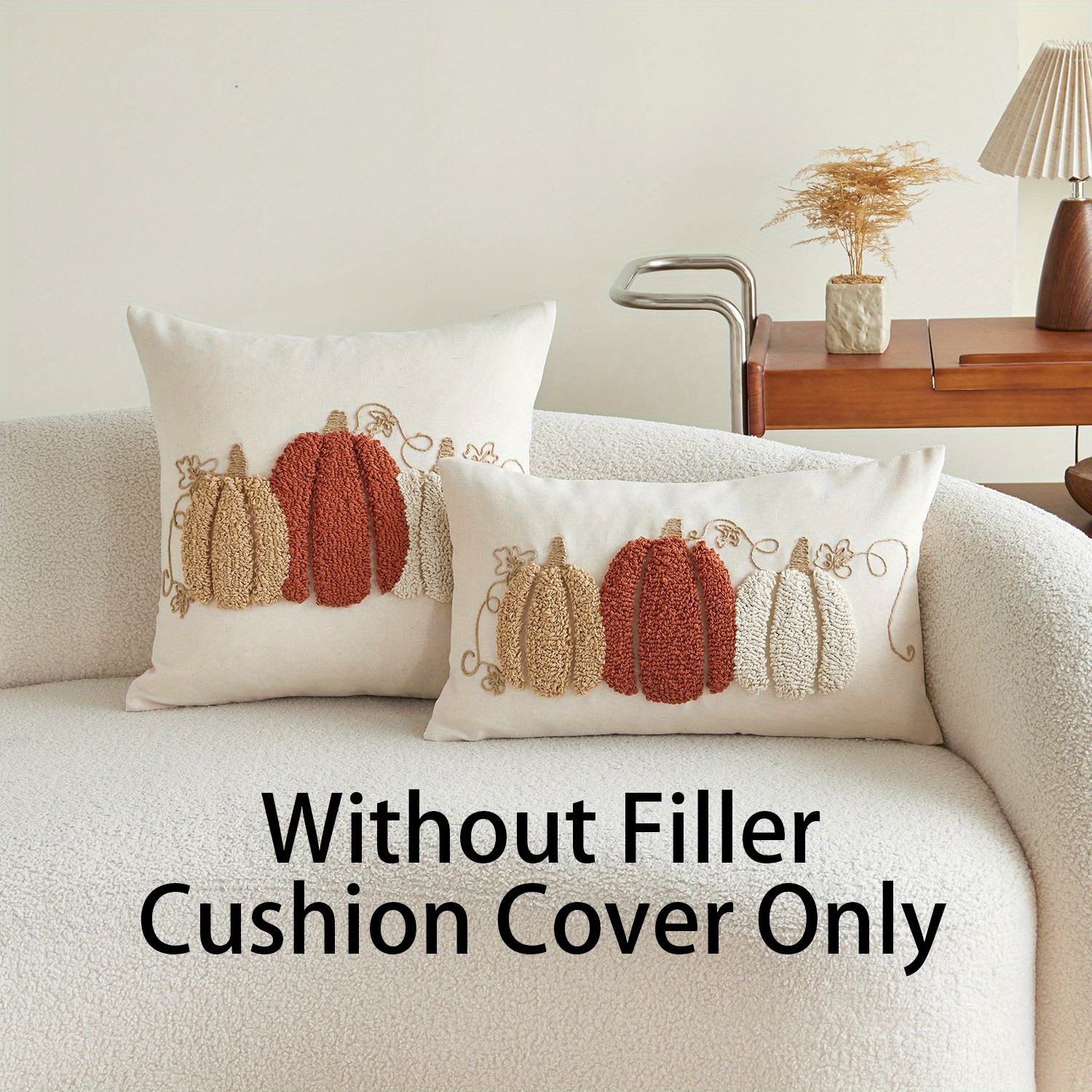1pc, thanksgiving linen blended pillowcase, harvest pumpkin throw pillow covers, single side embroidery, suitable for sofa, living room, bedroom home decoration, no pillow core, Living Room Accent, Sofa Pillow Cover, Traditional Design, Embroidered - Image 2