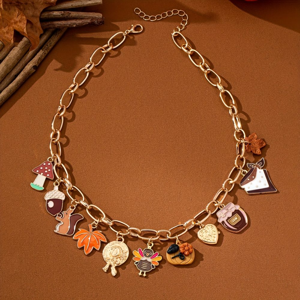 1pc Elegant Enamel Squirrel Pinecone Turkey Charm Necklace - Autumn Thanksgiving Holiday Pendant Jewelry Gift for Women, Zinc Alloy, Festive Fall Season Accessory, Festive Accessory|Elegant Necklace|Zinc Alloy Necklace, Autumn Necklace For Women, Autumn Necklace Women, Autumn Jewellery, Necklace For Women, Jewellery For Women, Necklace Woman, Long Necklace For Women, Lady Necklace, Woman Necklace, Woman Jewelry, Particular Woman Necklace, Pendant For Women, Necklace For, Chain For - Image 8