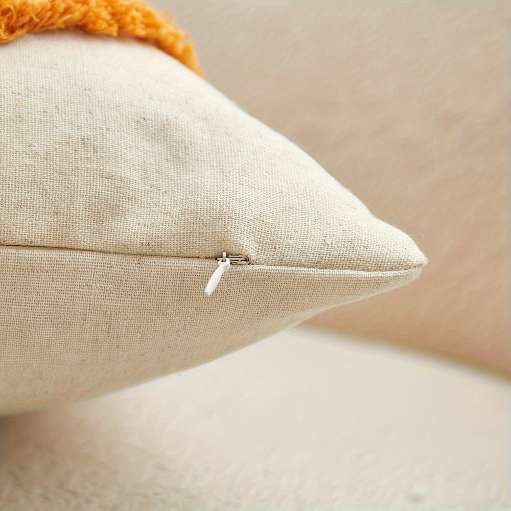 Traditional Pumpkin Embroidery Chenille Throw Pillow Cover, Thanksgiving Decorative Cushion Case with Zipper, Spot-Clean Only, Woven Polyester & Linen Blend, Fits Various Room Types - 1pc - Image 11