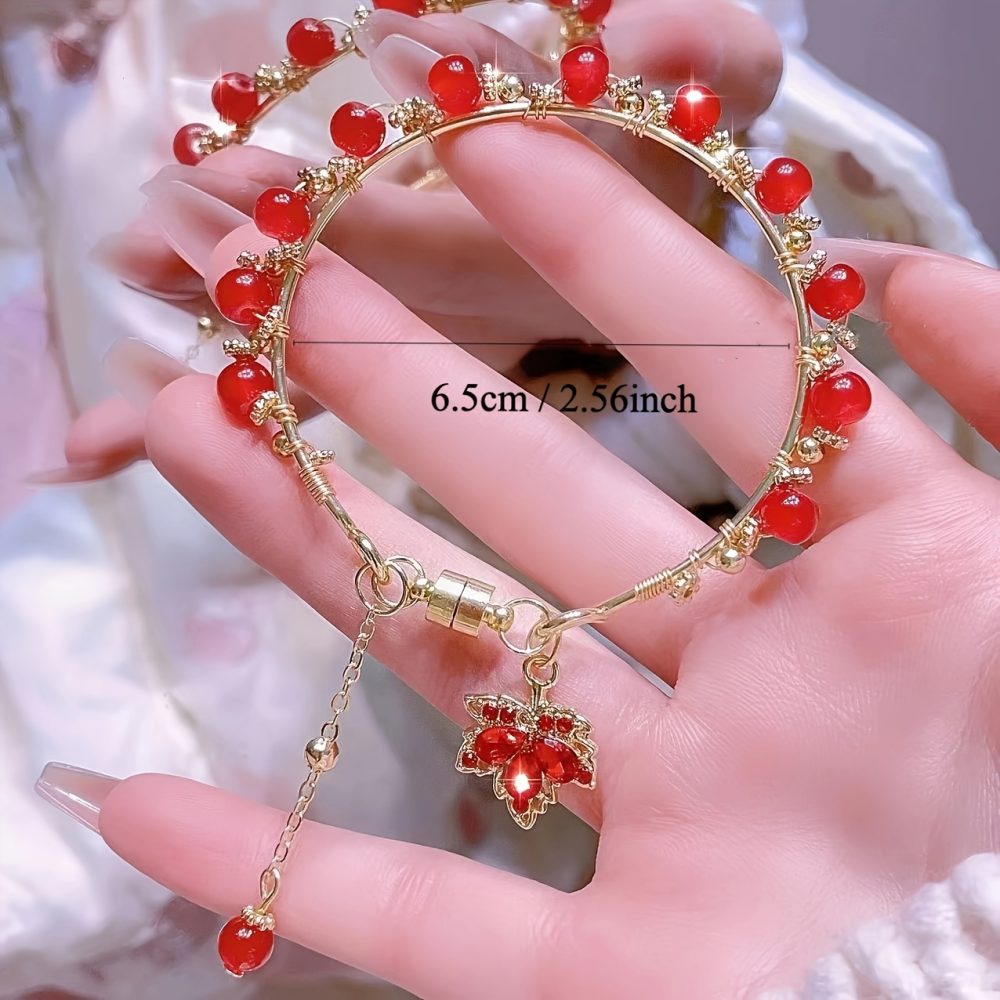 [Luxury Fashion Jewelry] Light Luxury Maple Leaf Round Ball Decor Chain | Unique Design Fashion Jewelry - Image 3