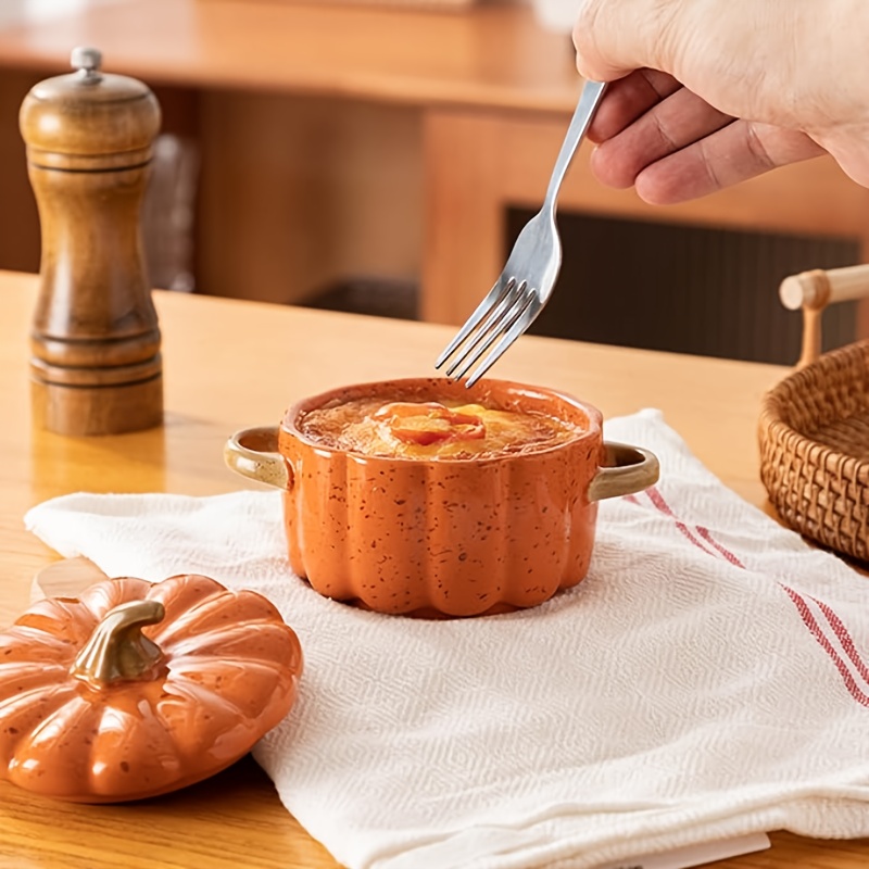 Mini Pumpkin Stew Pot Set - Ceramic Lid Stew Pot with Handle | Oven Safe Pumpkin Bowl, Suitable for Baking/Serving | Thanksgiving and Halloween Gift Grade Baking Pan - A Gift for Friends and Family (Father'S Day/Mother'S Day/Christmas/Valentine'S Day/New Year'S Day/ April Fool'S Day/Wedding Anniversary/Easter), Mini Ceramic Bowls, Mini Ceramic, Salad Bowl, Roti, Porridge, Pot, Western Food Pot, Rether Beauty Products - Image 11