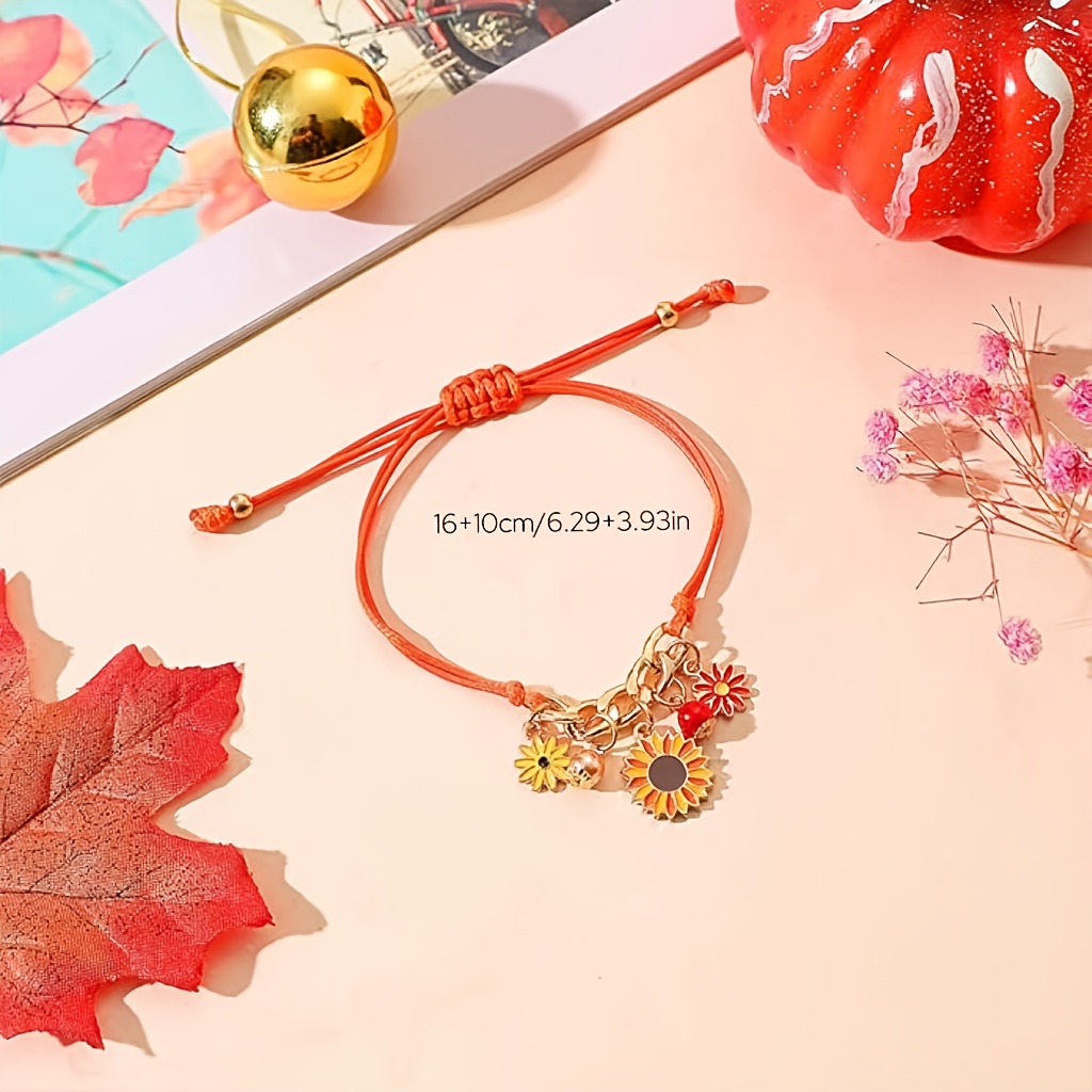 Thanksgiving holiday blessing maple leaf bracelet, cute squirrel honey pot pumpkin pendant bracelet, hand-made greeting card with blessing words, is a gift to celebrate the holiday, for favorite family and friends sisters, Sentimental Keepsake, Festive Jewelry, Whimsical Design, Pumpkin Charm, Detailed Pendant, Durable Charm, Charm Bracelet, Greeting Card Jewelry, Holiday Shoppers, Sisters Jewelry, for Teenager - Image 4