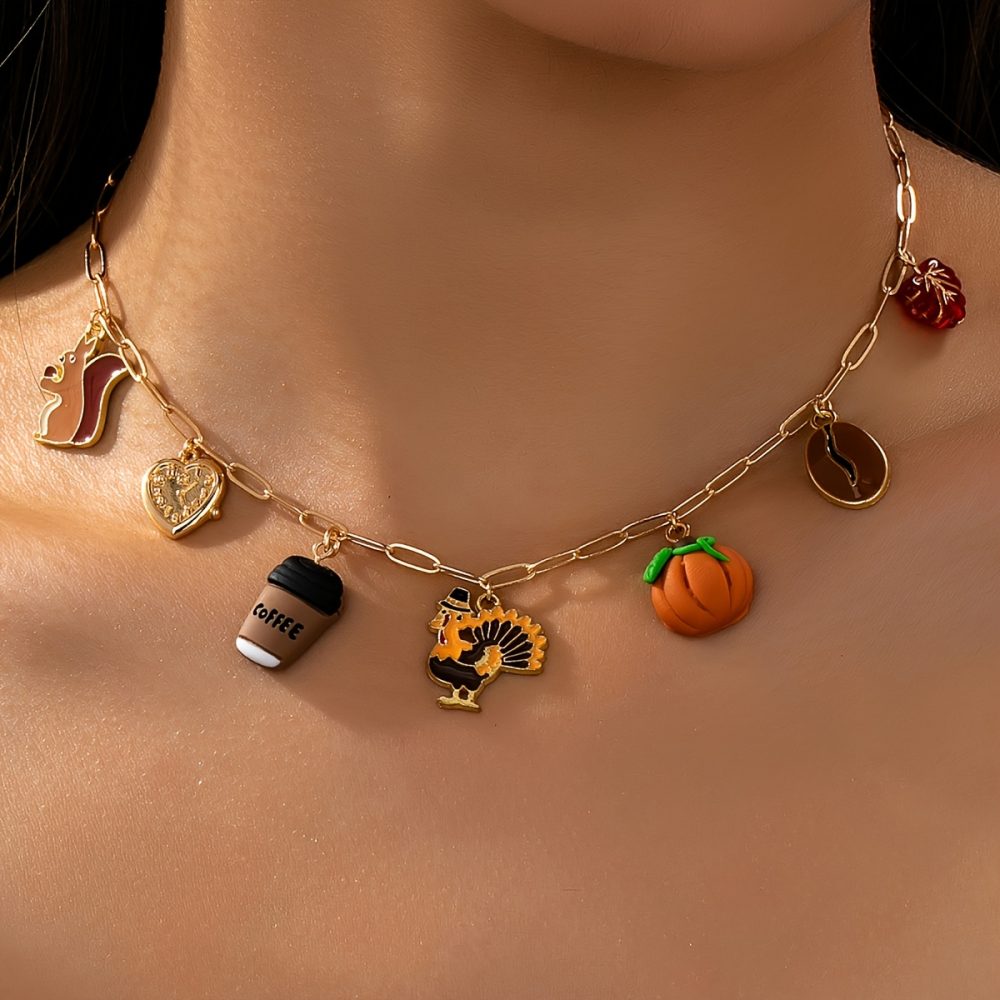 1pc Elegant Enamel Squirrel Pinecone Turkey Charm Necklace - Autumn Thanksgiving Holiday Pendant Jewelry Gift for Women, Zinc Alloy, Festive Fall Season Accessory, Festive Accessory|Elegant Necklace|Zinc Alloy Necklace, Autumn Necklace For Women, Autumn Necklace Women, Autumn Jewellery, Necklace For Women, Jewellery For Women, Necklace Woman, Long Necklace For Women, Lady Necklace, Woman Necklace, Woman Jewelry, Particular Woman Necklace, Pendant For Women, Necklace For, Chain For - Image 3