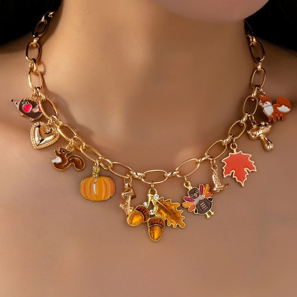 1pc Elegant Enamel Squirrel Pinecone Turkey Charm Necklace - Autumn Thanksgiving Holiday Pendant Jewelry Gift for Women, Zinc Alloy, Festive Fall Season Accessory, Festive Accessory|Elegant Necklace|Zinc Alloy Necklace, Autumn Necklace For Women, Autumn Necklace Women, Autumn Jewellery, Necklace For Women, Jewellery For Women, Necklace Woman, Long Necklace For Women, Lady Necklace, Woman Necklace, Woman Jewelry, Particular Woman Necklace, Pendant For Women, Necklace For, Chain For - Image 12