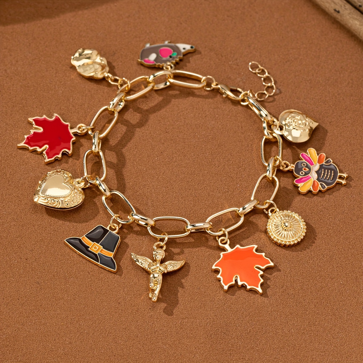 Charming Thanksgiving Bracelet with Heart, Maple Leaf & Turkey Charms - Elegant Zinc Alloy Jewelry for Women, Perfect Gift for Fall Celebrations, Elegant Style, Cute Style - Image 6