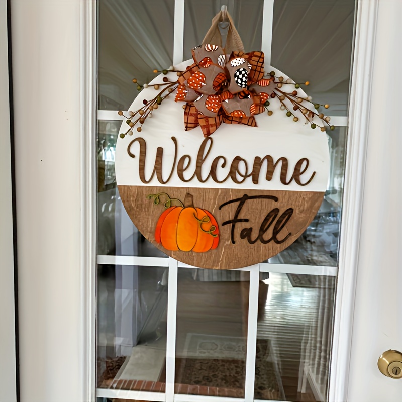 Welcome Fall Door Hanging Decoration - Rustic Wooden Shiplap Pumpkin Sign with Autumn Leaves & Berries, 3D Front Door Wreath for Halloween & Thanksgiving, Easy Door Mount Outdoor/Indoor Fall Decor, Seasonal Home Accent, Fall Decorations for Home, Seasonal Welcome Sign, Shiplap Style Sign, Natural Wood Finish, Durable Wood Construction, Handcrafted Look, Holiday Shoppers, Handcrafted Decor, Home Decorators - Image 2