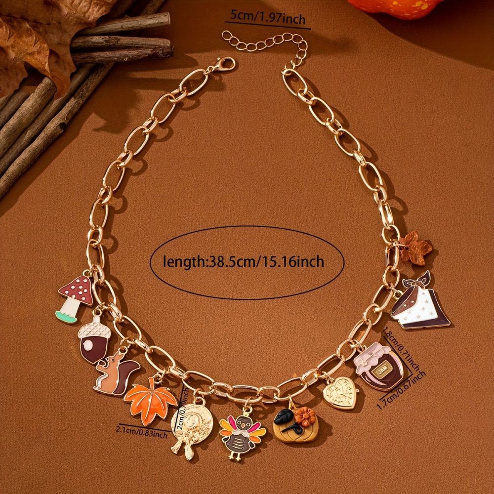 1pc Elegant Enamel Squirrel Pinecone Turkey Charm Necklace - Autumn Thanksgiving Holiday Pendant Jewelry Gift for Women, Zinc Alloy, Festive Fall Season Accessory, Festive Accessory|Elegant Necklace|Zinc Alloy Necklace, Autumn Necklace For Women, Autumn Necklace Women, Autumn Jewellery, Necklace For Women, Jewellery For Women, Necklace Woman, Long Necklace For Women, Lady Necklace, Woman Necklace, Woman Jewelry, Particular Woman Necklace, Pendant For Women, Necklace For, Chain For - Image 11