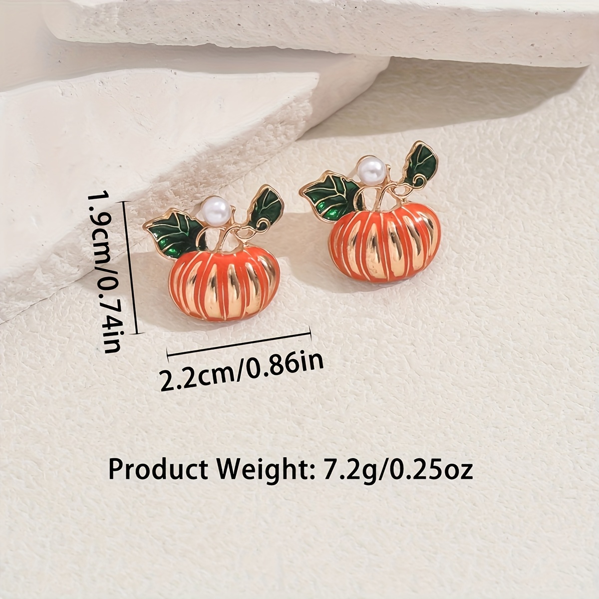 Pair of Chic Pumpkin Stud Earrings with Pearl Accents - Vintage & Elegant Style, Zinc Alloy, Ideal for Daily Wear or Parties, Great Gift for Friends, Party Accessory|Playful Design|Goldtone Finish - Image 4