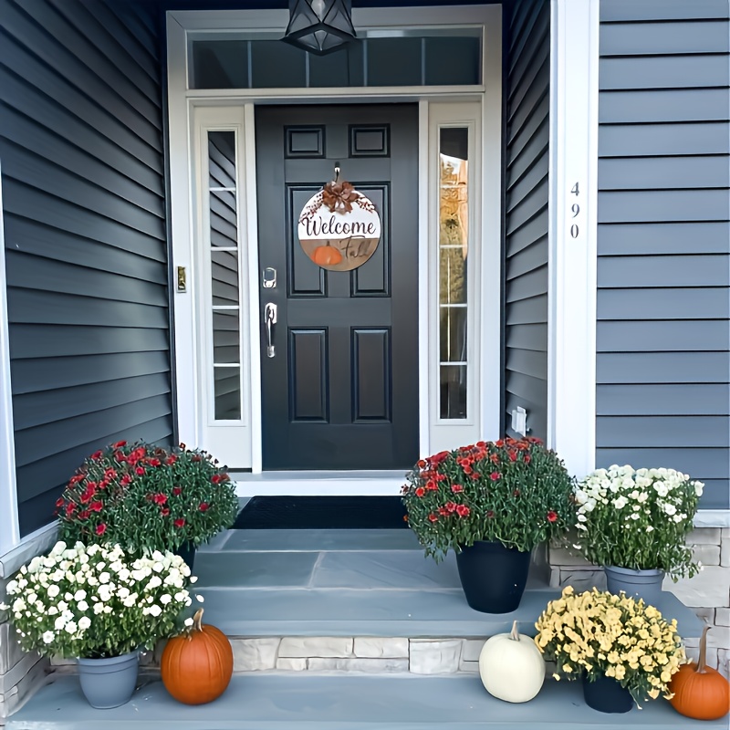 Welcome Fall Door Hanging Decoration - Rustic Wooden Shiplap Pumpkin Sign with Autumn Leaves & Berries, 3D Front Door Wreath for Halloween & Thanksgiving, Easy Door Mount Outdoor/Indoor Fall Decor, Seasonal Home Accent, Fall Decorations for Home, Seasonal Welcome Sign, Shiplap Style Sign, Natural Wood Finish, Durable Wood Construction, Handcrafted Look, Holiday Shoppers, Handcrafted Decor, Home Decorators - Image 4