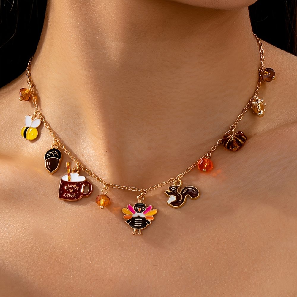 1pc Elegant Enamel Squirrel Pinecone Turkey Charm Necklace - Autumn Thanksgiving Holiday Pendant Jewelry Gift for Women, Zinc Alloy, Festive Fall Season Accessory, Festive Accessory|Elegant Necklace|Zinc Alloy Necklace, Autumn Necklace For Women, Autumn Necklace Women, Autumn Jewellery, Necklace For Women, Jewellery For Women, Necklace Woman, Long Necklace For Women, Lady Necklace, Woman Necklace, Woman Jewelry, Particular Woman Necklace, Pendant For Women, Necklace For, Chain For - Image 2