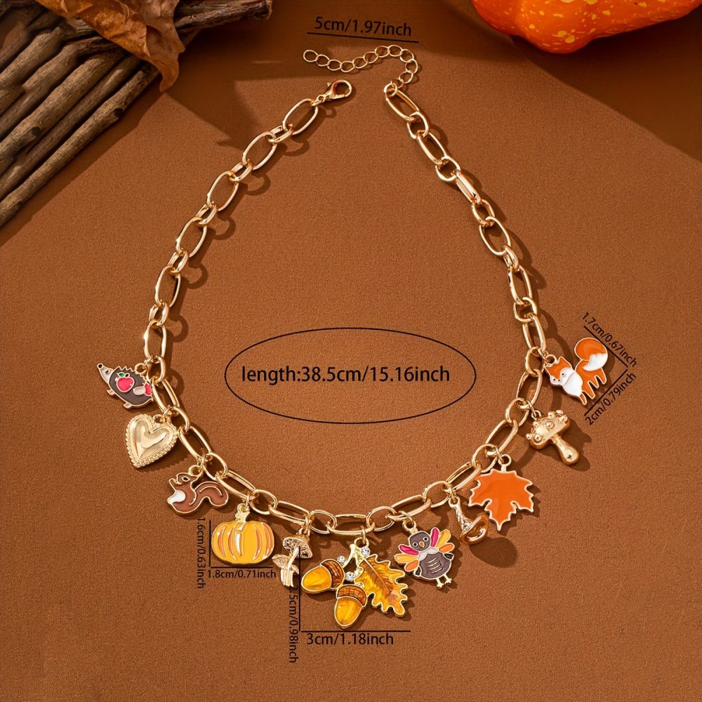 1pc Elegant Enamel Squirrel Pinecone Turkey Charm Necklace - Autumn Thanksgiving Holiday Pendant Jewelry Gift for Women, Zinc Alloy, Festive Fall Season Accessory, Festive Accessory|Elegant Necklace|Zinc Alloy Necklace, Autumn Necklace For Women, Autumn Necklace Women, Autumn Jewellery, Necklace For Women, Jewellery For Women, Necklace Woman, Long Necklace For Women, Lady Necklace, Woman Necklace, Woman Jewelry, Particular Woman Necklace, Pendant For Women, Necklace For, Chain For - Image 4