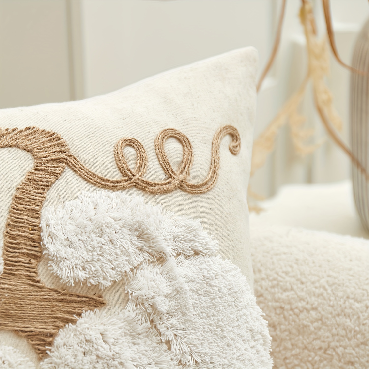 Traditional Pumpkin Embroidery Chenille Throw Pillow Cover, Thanksgiving Decorative Cushion Case with Zipper, Spot-Clean Only, Woven Polyester & Linen Blend, Fits Various Room Types - 1pc - Image 9