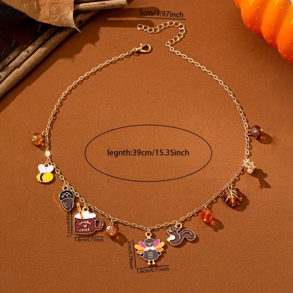 1pc Elegant Enamel Squirrel Pinecone Turkey Charm Necklace - Autumn Thanksgiving Holiday Pendant Jewelry Gift for Women, Zinc Alloy, Festive Fall Season Accessory, Festive Accessory|Elegant Necklace|Zinc Alloy Necklace, Autumn Necklace For Women, Autumn Necklace Women, Autumn Jewellery, Necklace For Women, Jewellery For Women, Necklace Woman, Long Necklace For Women, Lady Necklace, Woman Necklace, Woman Jewelry, Particular Woman Necklace, Pendant For Women, Necklace For, Chain For - Image 5