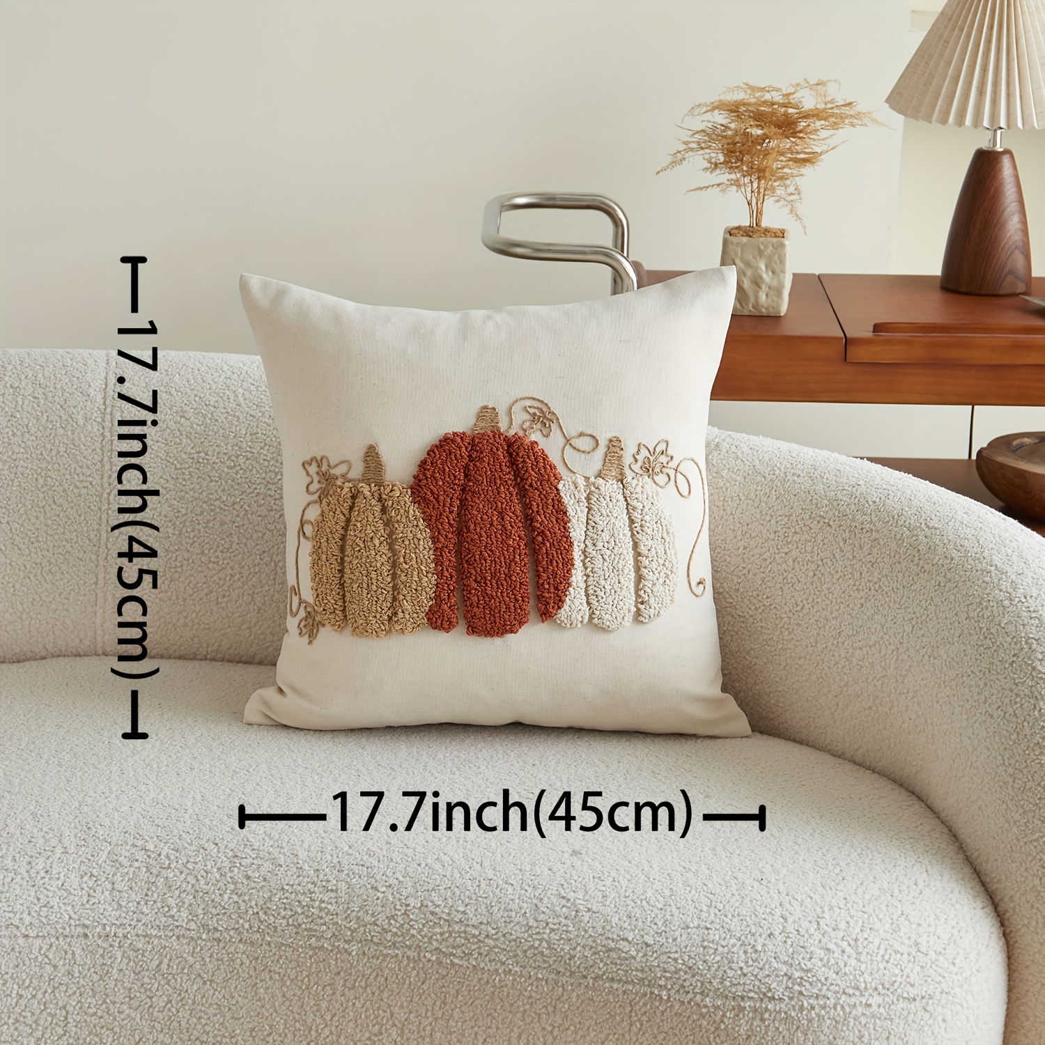 1pc, thanksgiving linen blended pillowcase, harvest pumpkin throw pillow covers, single side embroidery, suitable for sofa, living room, bedroom home decoration, no pillow core, Living Room Accent, Sofa Pillow Cover, Traditional Design, Embroidered - Image 3