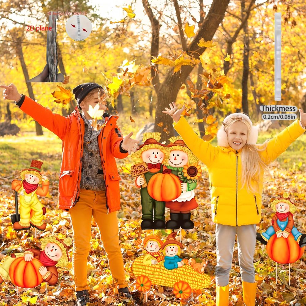 [Thanksgiving Yard Signage] 2D Flat - For Four Seasons 2D Flat 5pcs Set Fall Thanksgiving Yard Signage - Pumpkin Scarecrow Plastic Corrugated Board - Multi Design Styles - Outdoor Garden Decoration, 2D Flat - Image 5