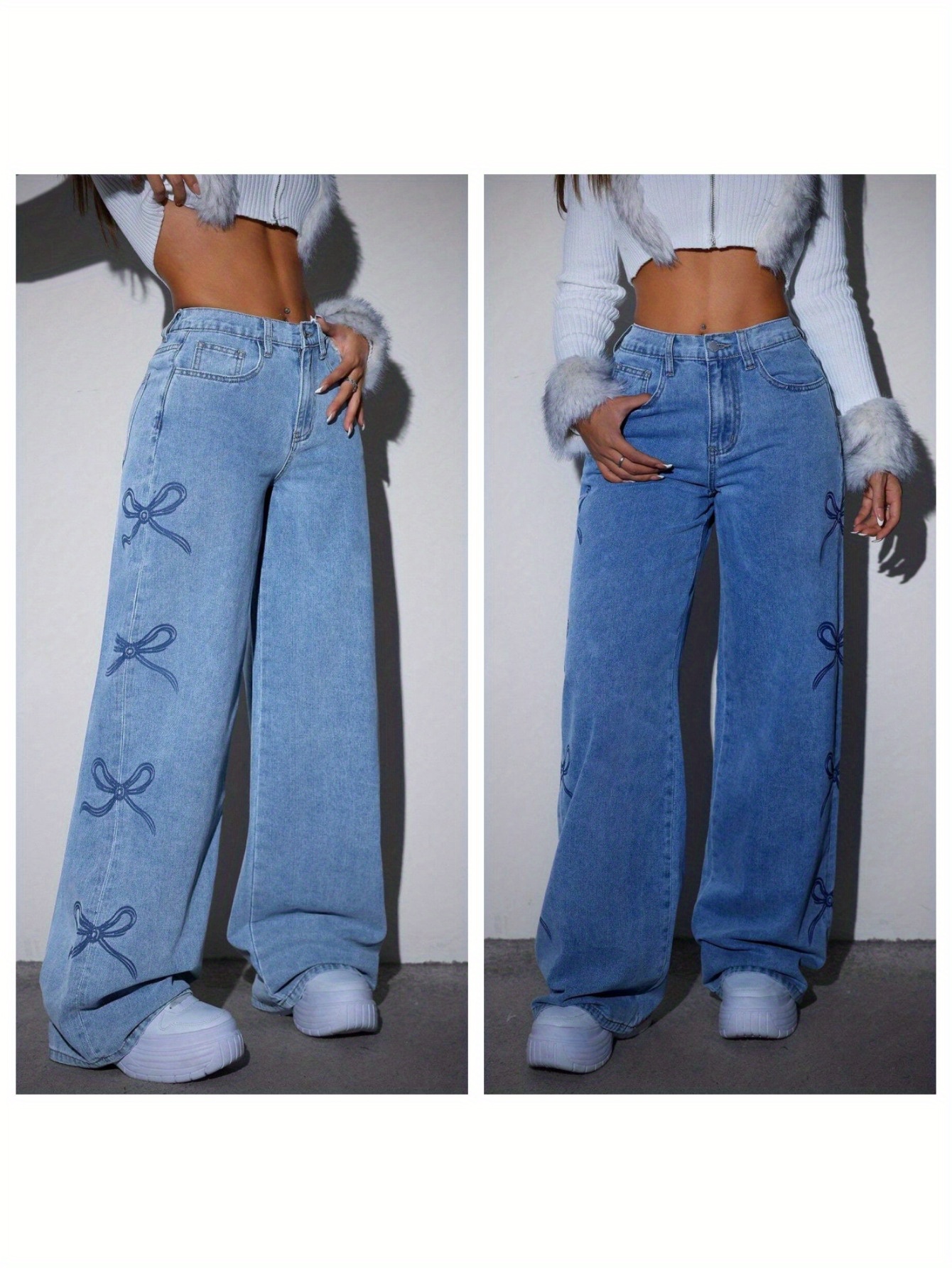 Women's High Waist Wide Leg Jeans - Stretchy Non-See-Through Denim Pants, Loose Fit Straight Leg for Everyday & Formal Outfits - Machine Washable All-Season Jeans, Streetwear Style, Trendy Design, Comfortable Material, Stylish Trousers, Casual Wearers - Image 2