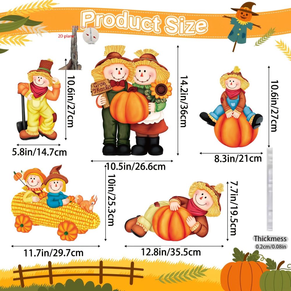 [Thanksgiving Yard Signage] 2D Flat - For Four Seasons 2D Flat 5pcs Set Fall Thanksgiving Yard Signage - Pumpkin Scarecrow Plastic Corrugated Board - Multi Design Styles - Outdoor Garden Decoration, 2D Flat - Image 3