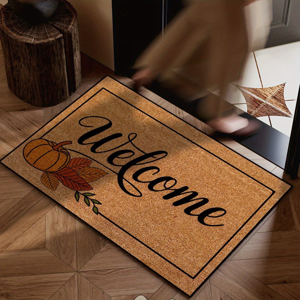 1pc Autumn Harvest Welcome Mat - Non-Slip, Machine Washable Doormat with Pumpkin & Leaf Design, Perfect for Kitchen, Dining Room, Hallway, Bathroom, Bedroom, Parties, and Garden Decor, Fall Decorations for Home - Image 5