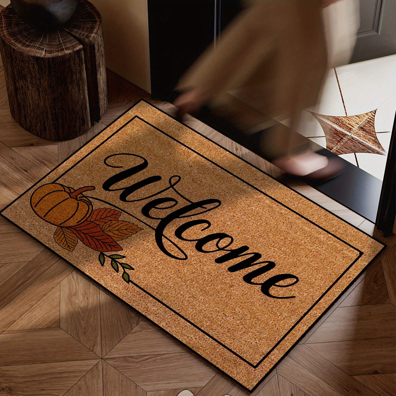 1pc Autumn Harvest Welcome Mat - Non-Slip, Machine Washable Doormat with Pumpkin & Leaf Design, Perfect for Kitchen, Dining Room, Hallway, Bathroom, Bedroom, Parties, and Garden Decor, Fall Decorations for Home - Image 5