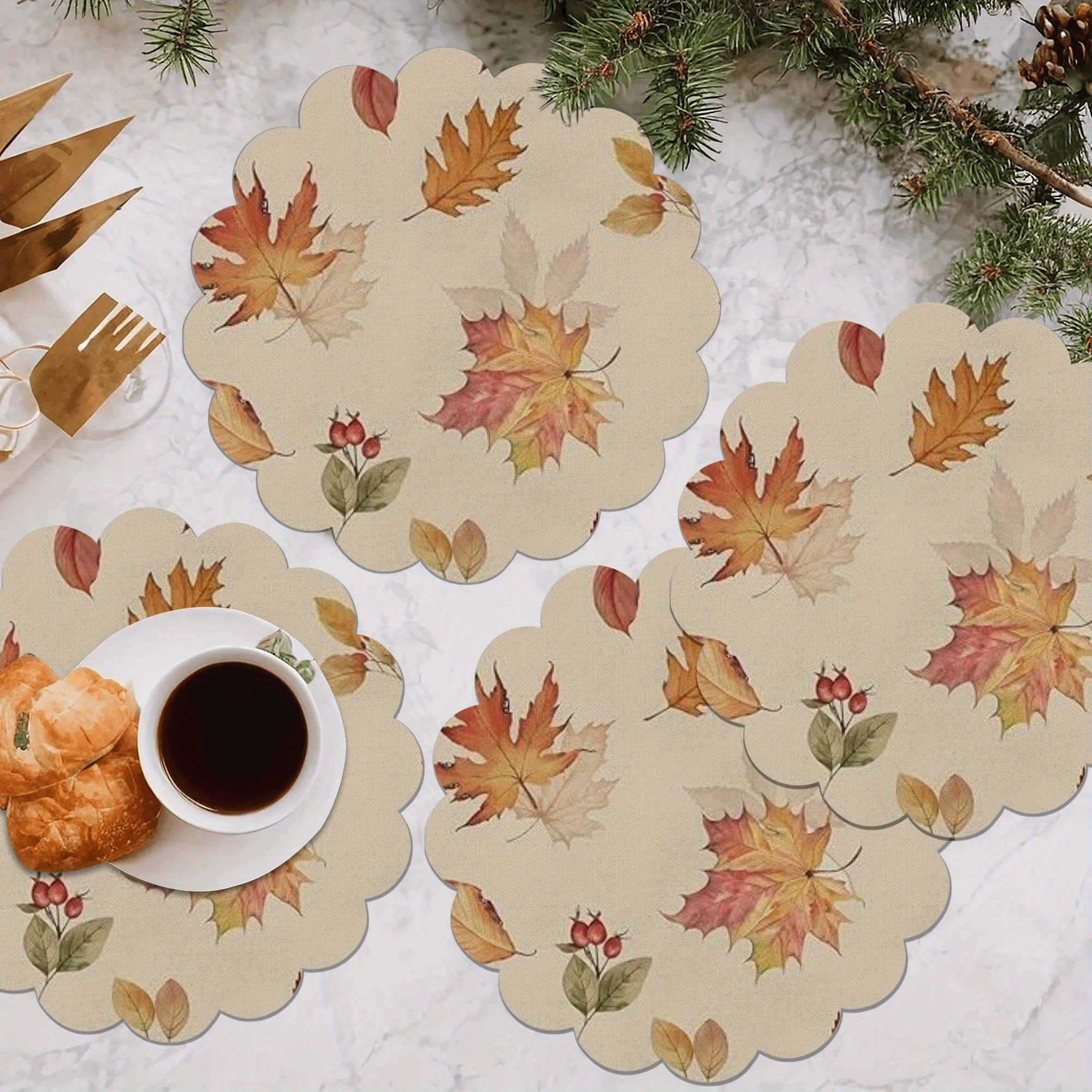4pcs Autumn maple leaves Thanksgiving, Festive Centerpiece, Thanksgiving Decoration, Rustic Fall Decor, Maple Leaf Design, Highquality Textile, Decorative Leaves, Fall Foliage, Event Planners, Holiday Hosts