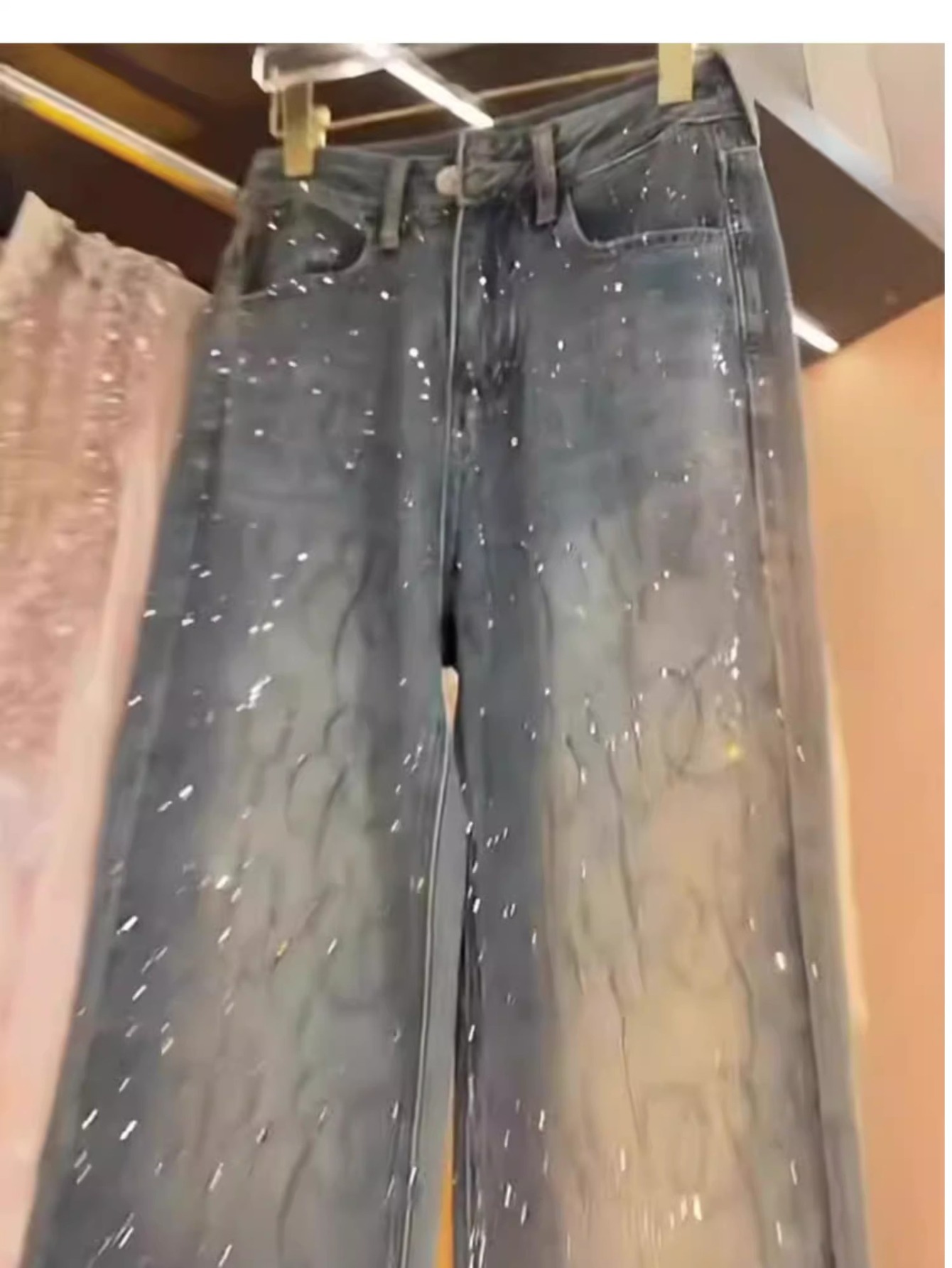 Heavy Industry Diamond Straight Jeans for Women Fashion 2025 Summer New High-waist Jeans, Hip Lifting Waist Shining Hot Drilling Craft, Street Hip-hop Casual Travel Wear, Slim Fit - Image 3