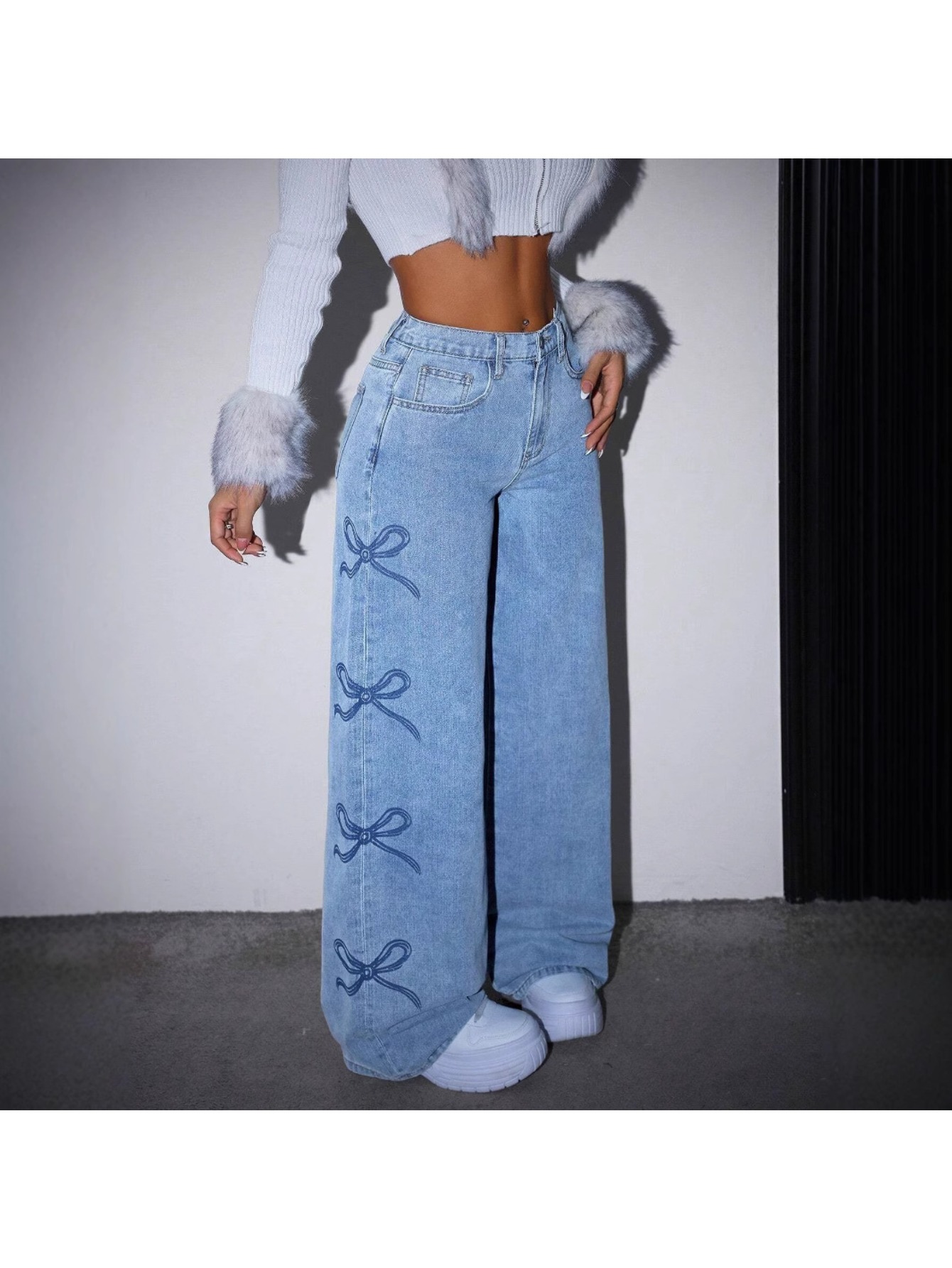 Women's High Waist Wide Leg Jeans - Stretchy Non-See-Through Denim Pants, Loose Fit Straight Leg for Everyday & Formal Outfits - Machine Washable All-Season Jeans, Streetwear Style, Trendy Design, Comfortable Material, Stylish Trousers, Casual Wearers - Image 5