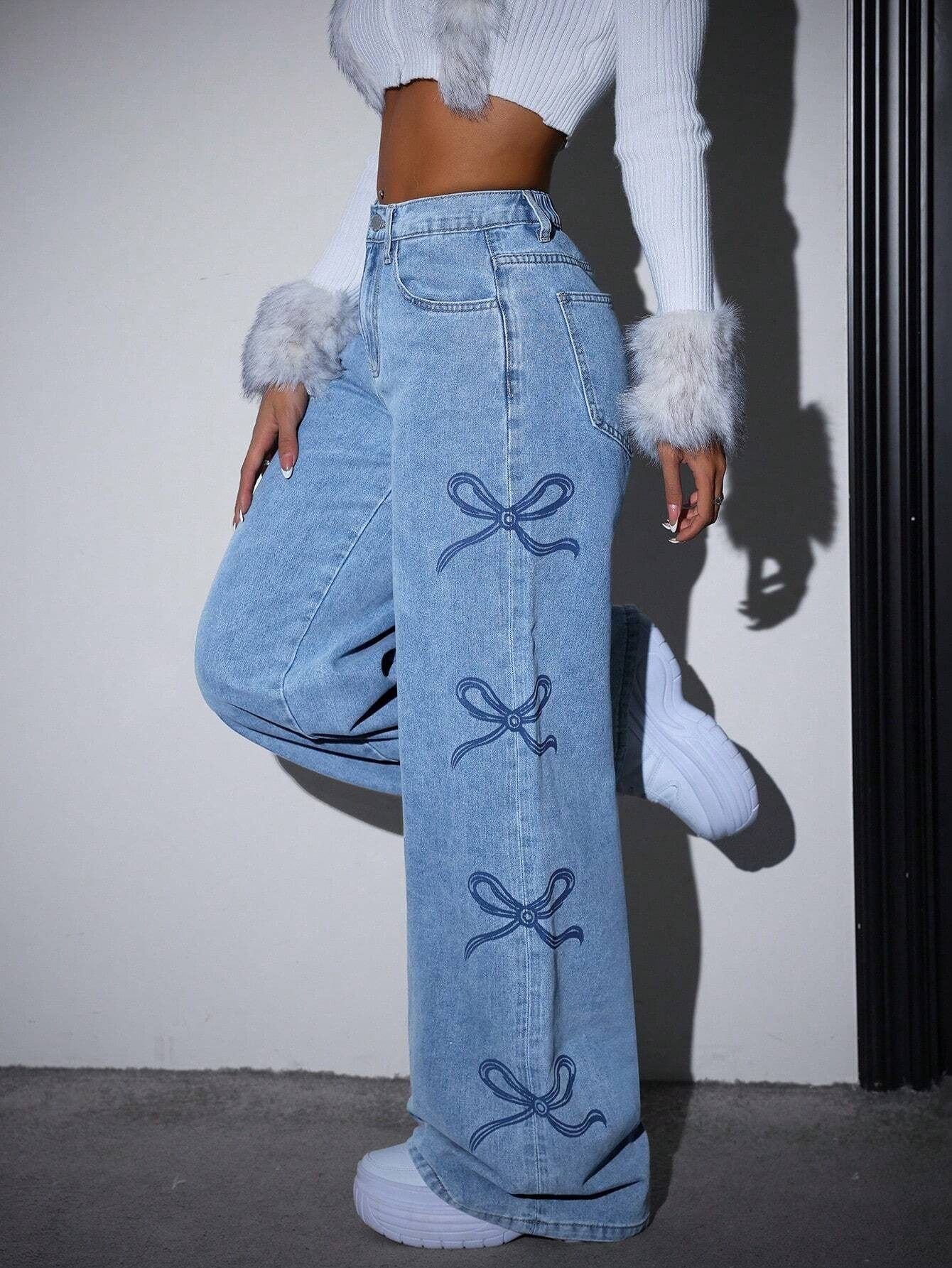 Women's High Waist Wide Leg Jeans - Stretchy Non-See-Through Denim Pants, Loose Fit Straight Leg for Everyday & Formal Outfits - Machine Washable All-Season Jeans, Streetwear Style, Trendy Design, Comfortable Material, Stylish Trousers, Casual Wearers