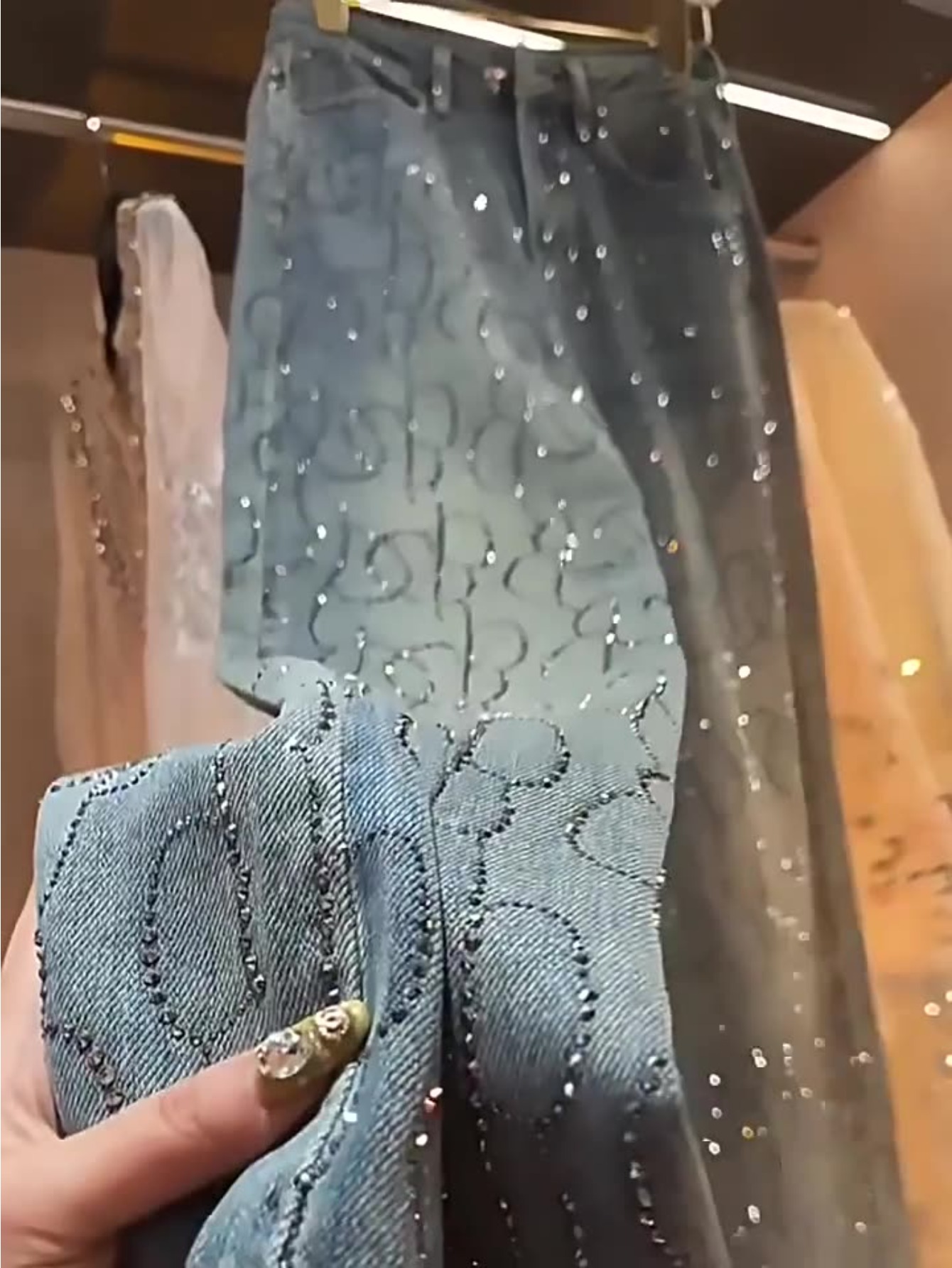 Heavy Industry Diamond Straight Jeans for Women Fashion 2025 Summer New High-waist Jeans, Hip Lifting Waist Shining Hot Drilling Craft, Street Hip-hop Casual Travel Wear, Slim Fit - Image 4