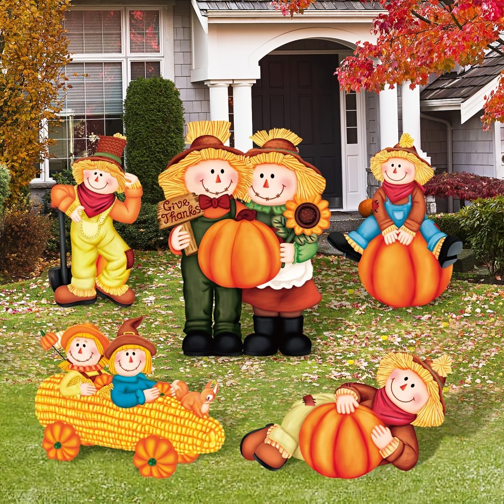 [Thanksgiving Yard Signage] 2D Flat - For Four Seasons 2D Flat 5pcs Set Fall Thanksgiving Yard Signage - Pumpkin Scarecrow Plastic Corrugated Board - Multi Design Styles - Outdoor Garden Decoration, 2D Flat - Image 6