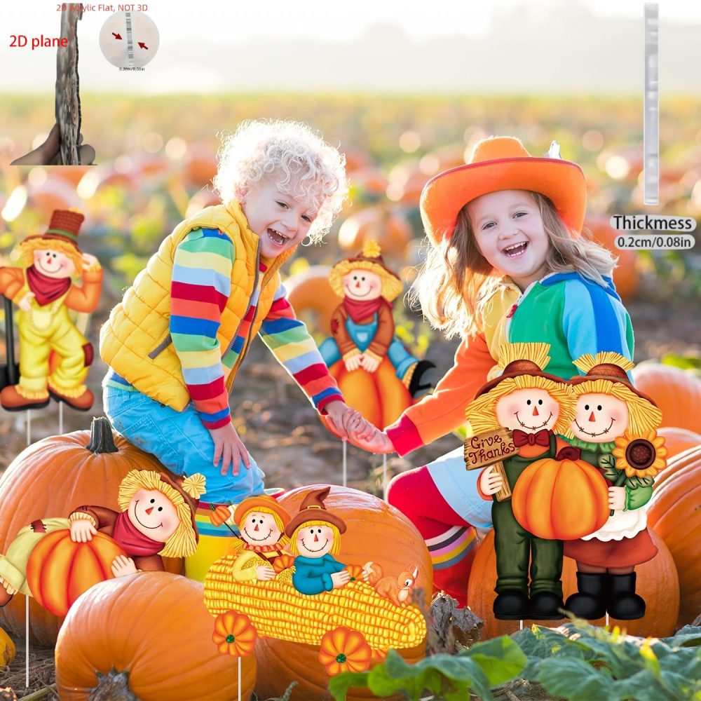 [Thanksgiving Yard Signage] 2D Flat - For Four Seasons 2D Flat 5pcs Set Fall Thanksgiving Yard Signage - Pumpkin Scarecrow Plastic Corrugated Board - Multi Design Styles - Outdoor Garden Decoration, 2D Flat - Image 7
