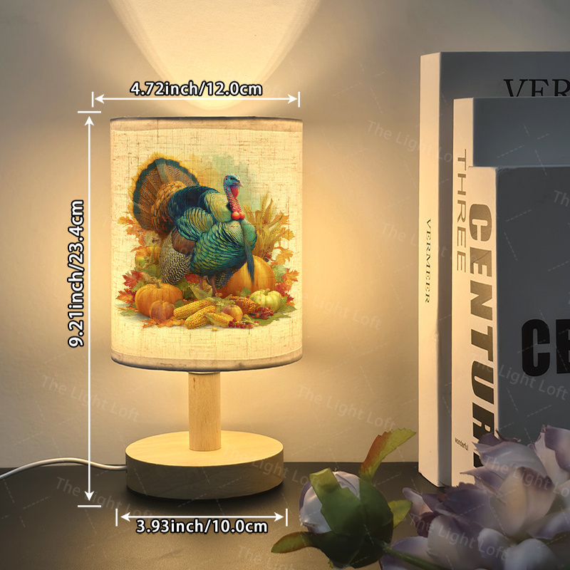1pc USB-Powered LED Table Lamp with Turkey, Pumpkins & Autumn Leaves - USB-Powered Fall Decor, No Wiring Needed, Easy Plug & Play, for Thanksgiving, Bedroom, Office, Dorm - Perfect Holiday Gift, Seasonal Lighting, Festive Lighting - Image 2